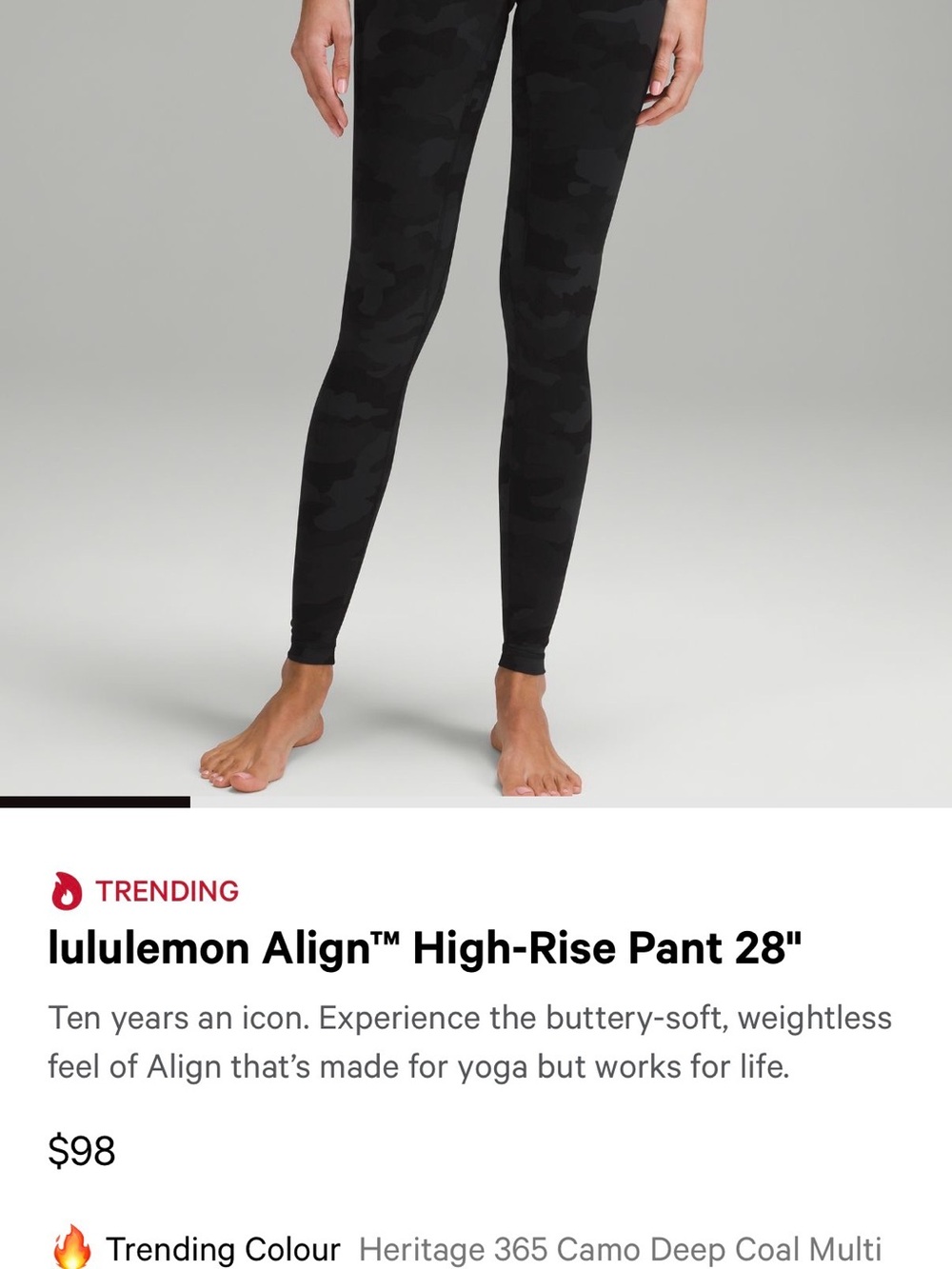 lululemon Align High-Rise Leggings in Deep Coal Camo (Black)